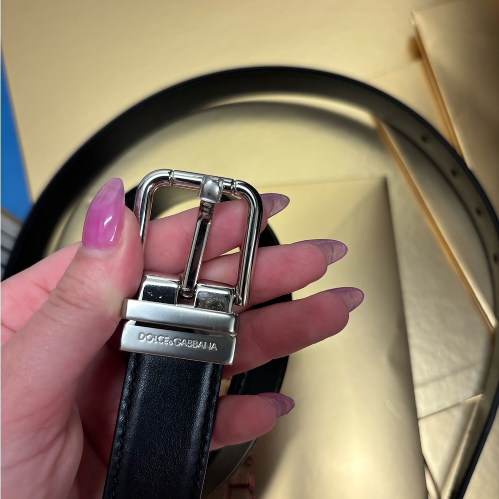 Dolce & Gabbana Black Belt with Silver Buckle
